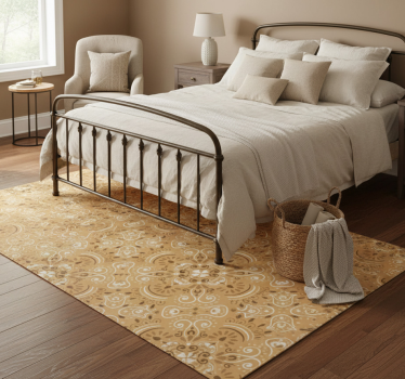 Bedroom carpet in vintage beige ornamental design - TenStickers