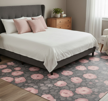 Bedroom carpet in vintage pink floral design - TenStickers