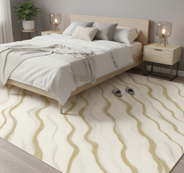 Bedroom carpet in white grey marble with gold lines - TenStickers