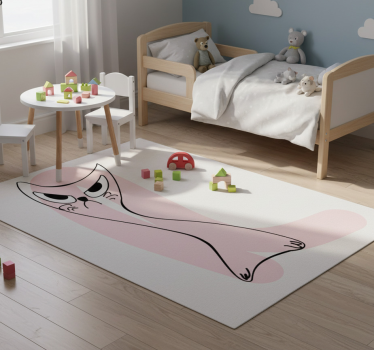 Bedroom carpet pink cat outline vinyl - TenStickers