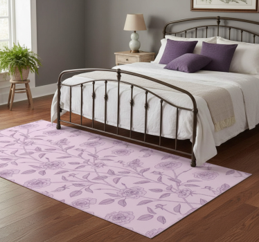 Bedroom carpet purple vintage rose oil painting - TenStickers