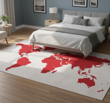 Bedroom carpet red lines world map design - TenStickers