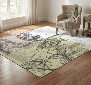 Bedroom carpet vintage old-school nyc collage - TenStickers