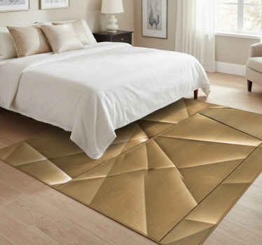 Bedroom carpet with 3d golden polygon design - TenStickers