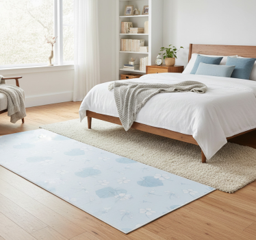 Bedroom carpet with 80's scenic floral blue design - TenStickers
