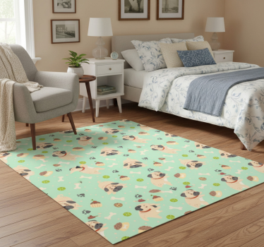 Bedroom carpet with a chubby bulldog and bone - TenStickers