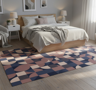 Bedroom carpet with abstract purple geometric design - TenStickers