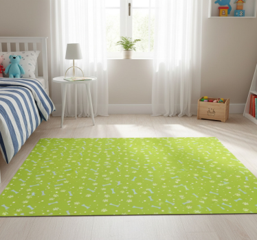 Bedroom carpet with amazing blue and green dog paws - TenStickers