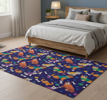Bedroom carpet with amazing colorful dog pattern - TenStickers