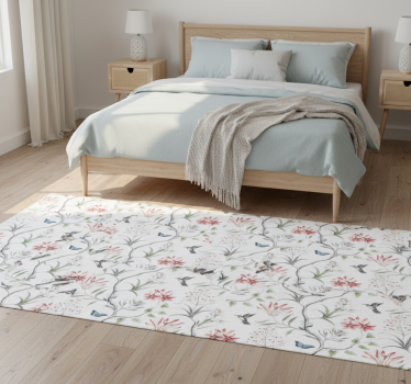 Bedroom carpet with bird and butterfly branches - TenStickers