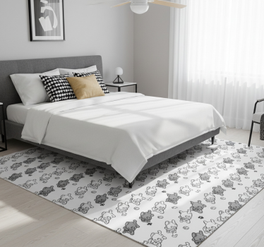 Bedroom carpet with black and gray dog pattern - TenStickers