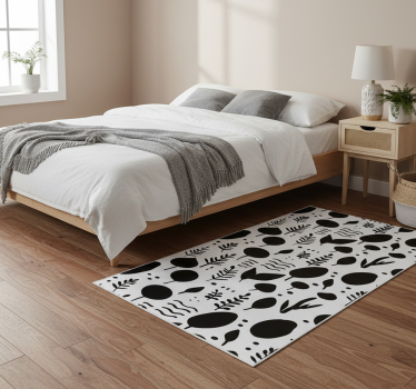 Bedroom carpet with black and white nature prints - TenStickers