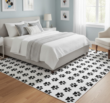 Bedroom carpet with black dog paw prints - TenStickers