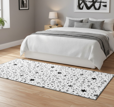 Bedroom carpet with black stars on white background - TenStickers