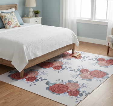 Bedroom carpet with blue bouquet flowers - TenStickers