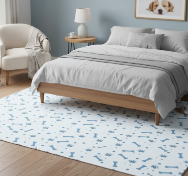 Bedroom carpet with blue dog bones pattern - TenStickers