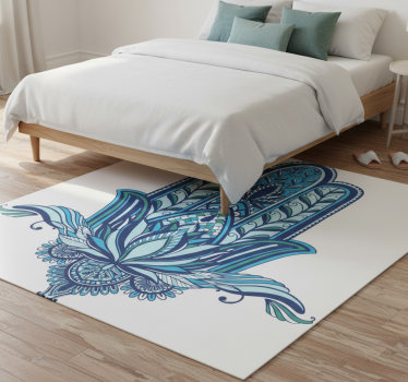 Bedroom carpet with blue hamsa hand design - TenStickers