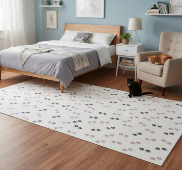 Bedroom carpet with cat paw prints - TenStickers