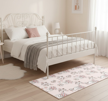 Bedroom carpet with cats and heart icons pattern - TenStickers