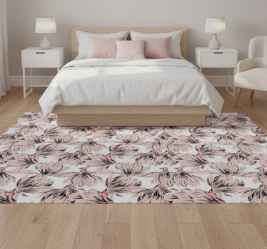 Bedroom carpet with close-up white and pink magnolias - TenStickers