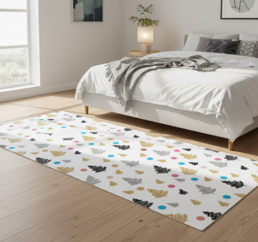 Bedroom carpet with colorful dots and tree design - TenStickers
