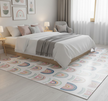 Bedroom carpet with colorful minimalistic rainbows - TenStickers