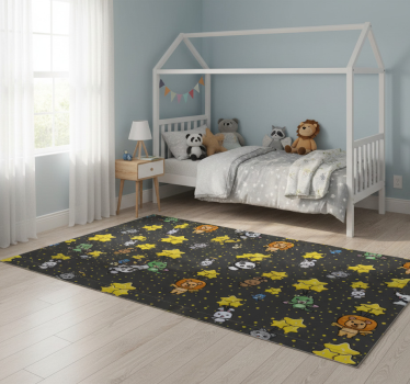 Bedroom carpet with cute animals on balloons - TenStickers