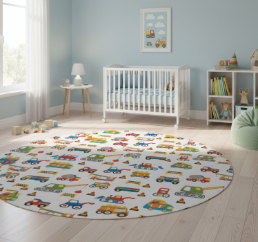 Bedroom carpet with cute diggers at work - TenStickers