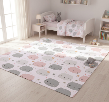 Bedroom carpet with cute grey and pink kittens - TenStickers