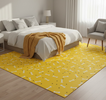 Bedroom carpet with cute yellow dog bone design - TenStickers