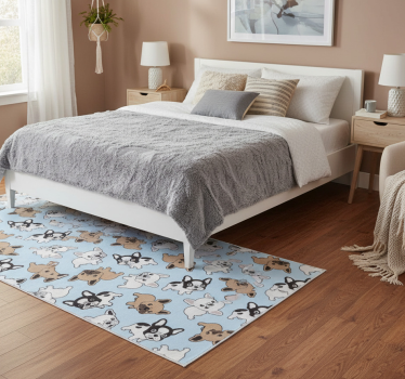 Bedroom carpet with french bulldog design - TenStickers