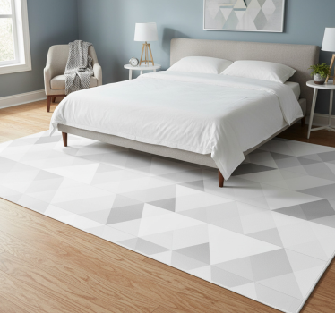 Bedroom carpet with geometric grey triangles - TenStickers