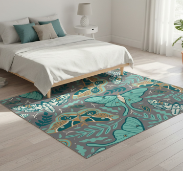 Bedroom carpet with green and blue butterflies - TenStickers