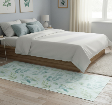 Bedroom carpet with green slender leaves - TenStickers