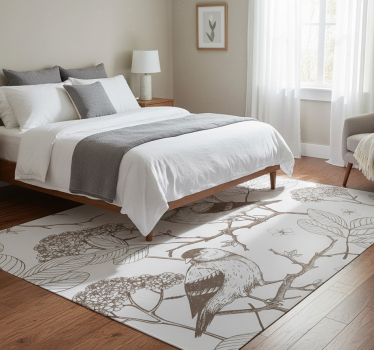 Bedroom carpet with grey and brown birds design - TenStickers