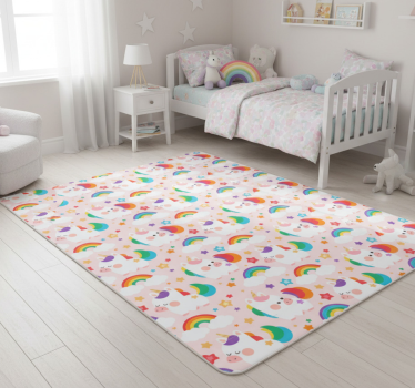 Bedroom carpet with hand-drawn colorful horses - TenStickers