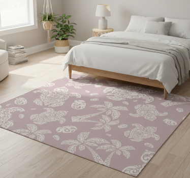 Bedroom carpet with hawaiian turtle and palm pattern - TenStickers