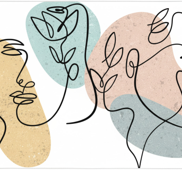Bedroom carpet with line art women's faces - TenStickers