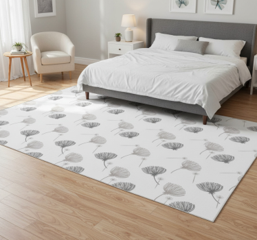 Bedroom carpet with meadow flowers pattern on white - TenStickers