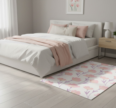 Bedroom carpet with minimalistic watercolor wildflowers - TenStickers
