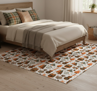 Bedroom carpet with mountain bear wood fire design - TenStickers