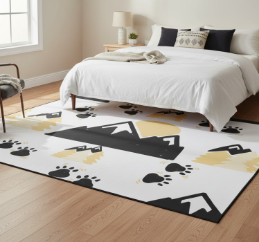 Bedroom carpet with mountain footprints on white - TenStickers
