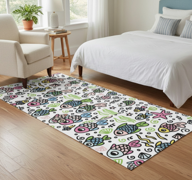 Bedroom carpet with multicolor fish pattern - TenStickers