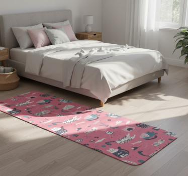 Bedroom carpet with nordic cats design - TenStickers