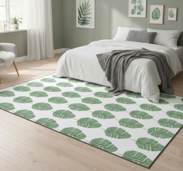 Bedroom carpet with nordic green leaf pattern - TenStickers