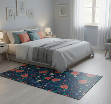 Bedroom carpet with nordic style floral design - TenStickers