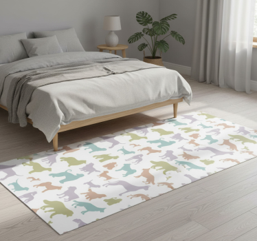 Bedroom carpet with pastel-colored dog silhouettes - TenStickers
