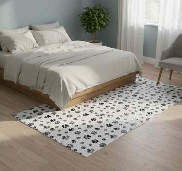 Bedroom carpet with pet paw print design - TenStickers