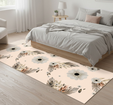 Bedroom carpet with pink and black floral pattern - TenStickers