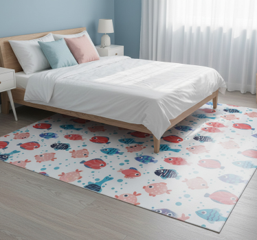 Bedroom carpet with pink and blue fish design - TenStickers